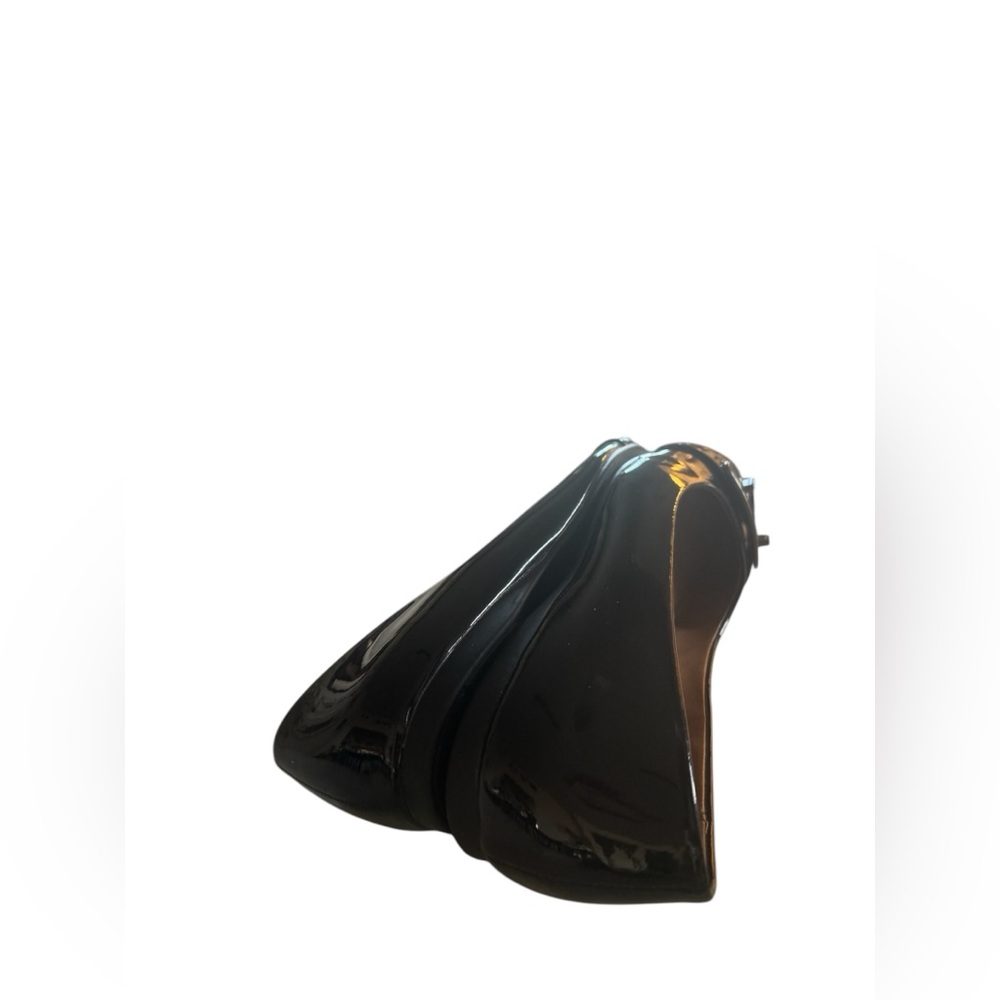 COACH Oswald Black Patent Leather Ballerina Flats with Metal Buckle Accent. - Picture 4 of 12